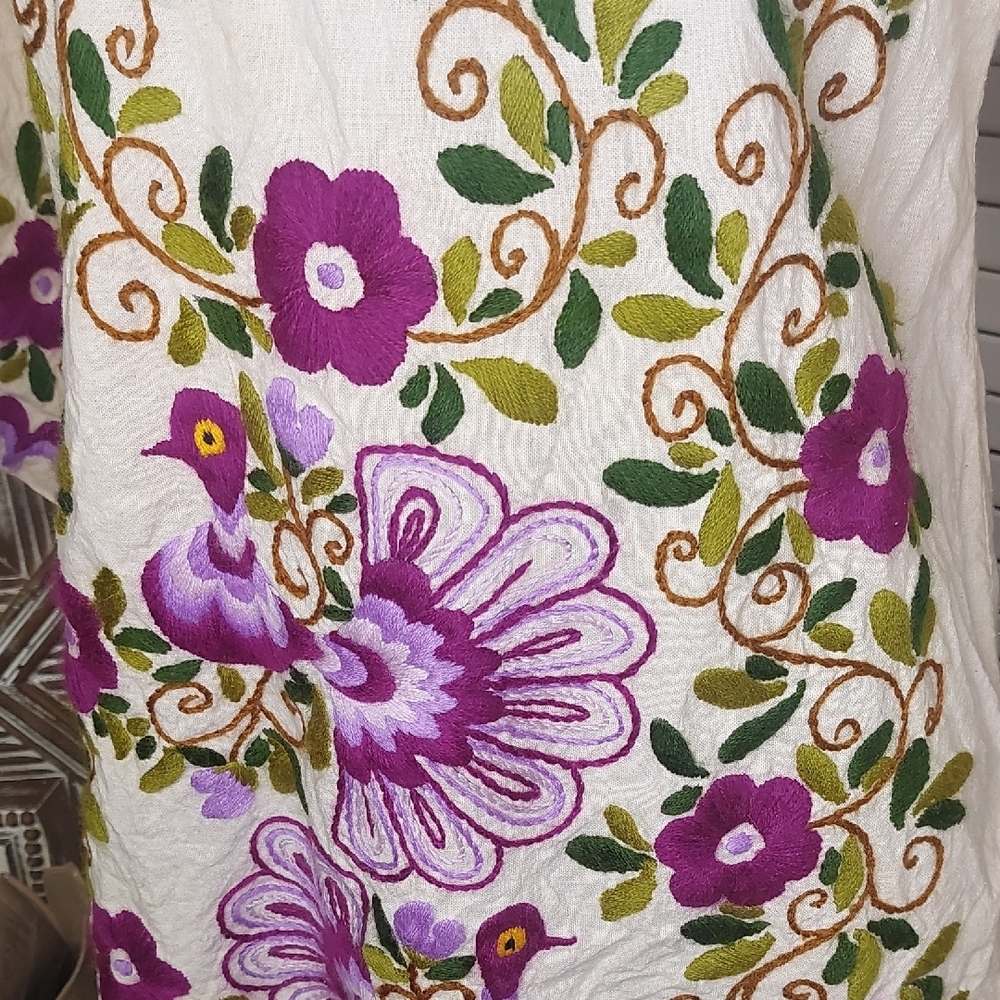 Vintage 70s Peacock Tunic, Purple, Angel Wing, Hippie, Boho - Picture 13 of 16
